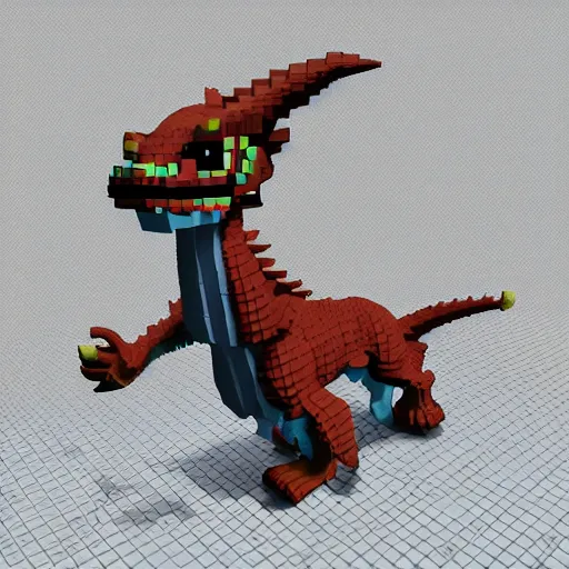 Prompt: a voxel texture of a dragon