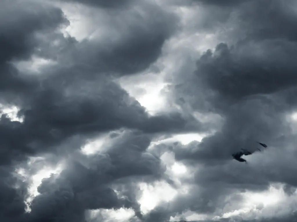 Image similar to epic cinematic close up shot of dragon flying through stormy clouds