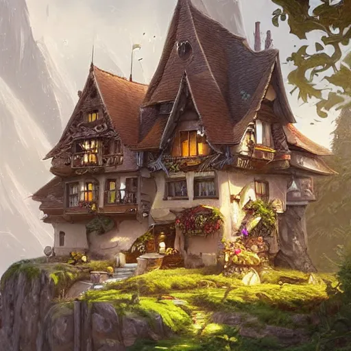 Image similar to a highly detailed fantasy digital art trending on artstation by andreas rocha of a house made of swiss cheese swiss cheese swiss cheese