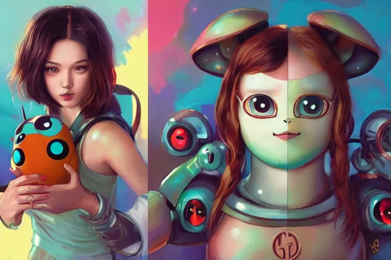 Image similar to lofi BioPunk Pokemon Pikachu portrait Pixar style by Tristan Eaton_Stanley Artgerm and Tom Bagshaw,