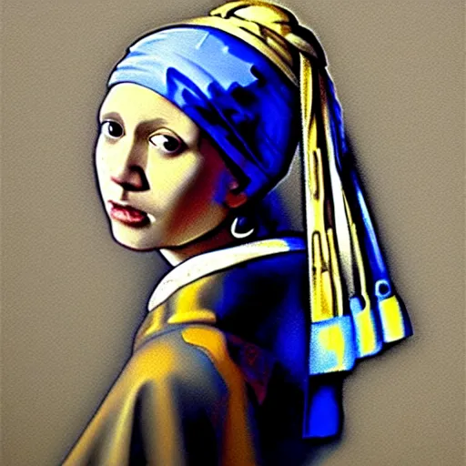 Prompt: greg manchess portrait painting of the girl with the pearl earring with the face of carrie fisher, medium shot, asymmetrical, profile picture, organic painting, sunny day, matte painting, bold shapes, hard edges, street art, trending on artstation, by huang guangjian and gil elvgren and gerald brom