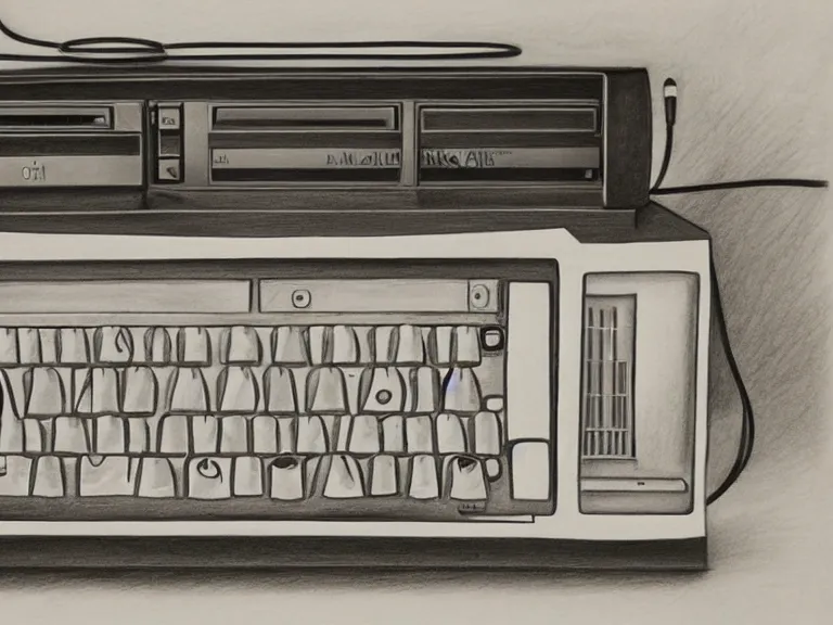 Image similar to a pencil drawing of a vintage compute. by pen tacular
