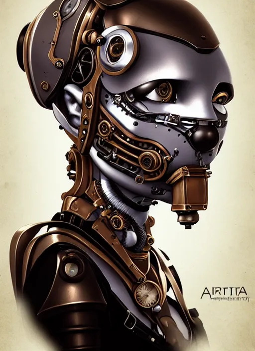 Prompt: portrait of a steampunkkkkkkkkkk robot woman in 1810 by Artgerm, biomechanical, hyper detailled, trending on artstation