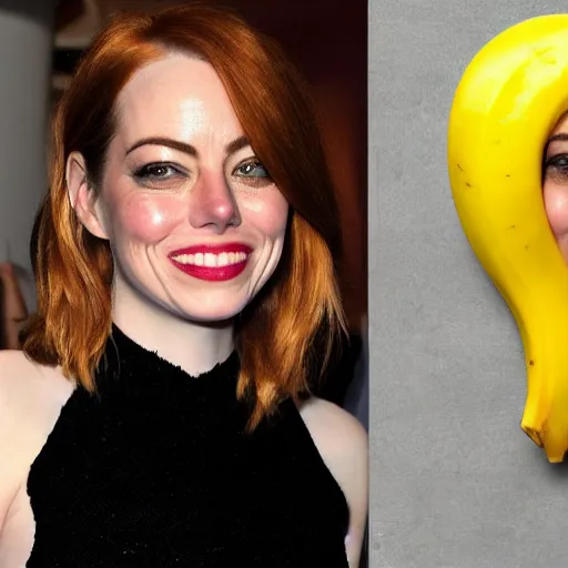 Image similar to a banana woman that has the face of emma stone on it, dalle 2 reference