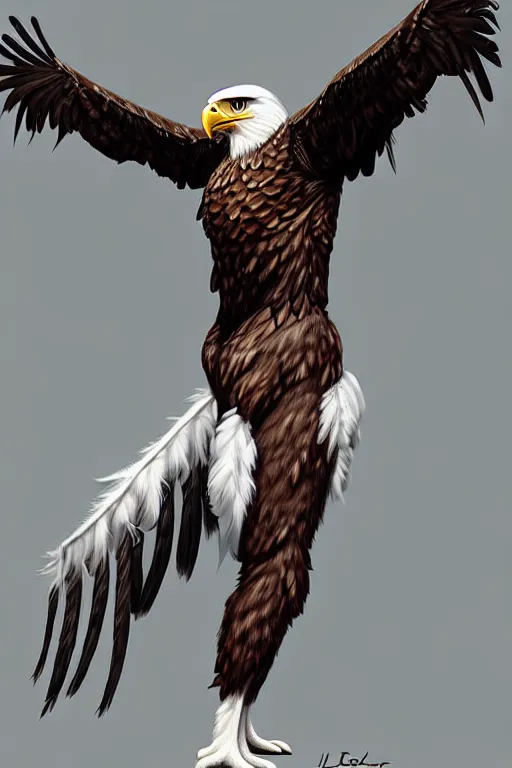 Prompt: epic professional digital art of a human - eagle hybrid animal wearing human flight jumpsuit, air force jumpsuit, humanoid feathered head, eagle beak, by lisa roet, sam leach, artstation, cgsocietywlop, epic, much wow, much detail