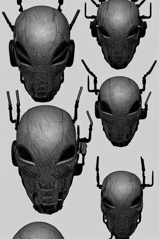 Image similar to cyborg space spider with gunmetal grey skin, medical anatomy, cyberpunk face, highly detailed, japanese, mecha asthetic, mechanical implants, three - view reference sheet ( front / back / side ), in the style of dan ouellette, dren from splice, hr giger, sil from species, artstation, unreal engine