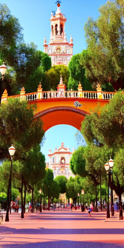 Prompt: Parque triana in Seville in the style of Florence Vincent Robinson