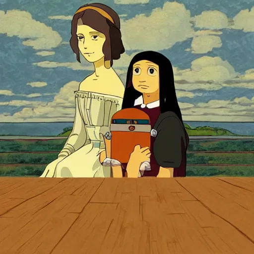 Prompt: the Mona Lisa in the style of Studio Ghibli n- 6