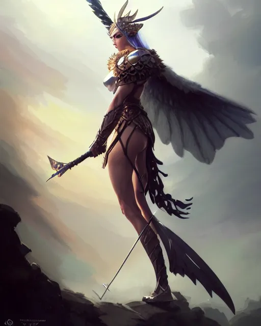 Prompt: 3 / 4 view of a valkyrie, pixie character, genshin impact, fantasy magic, dark light night, intricate, elegant, sharp focus, illustration, highly detailed, concept art, matte, art by wlop and artgerm and greg rutkowski, anime, trending on artstation
