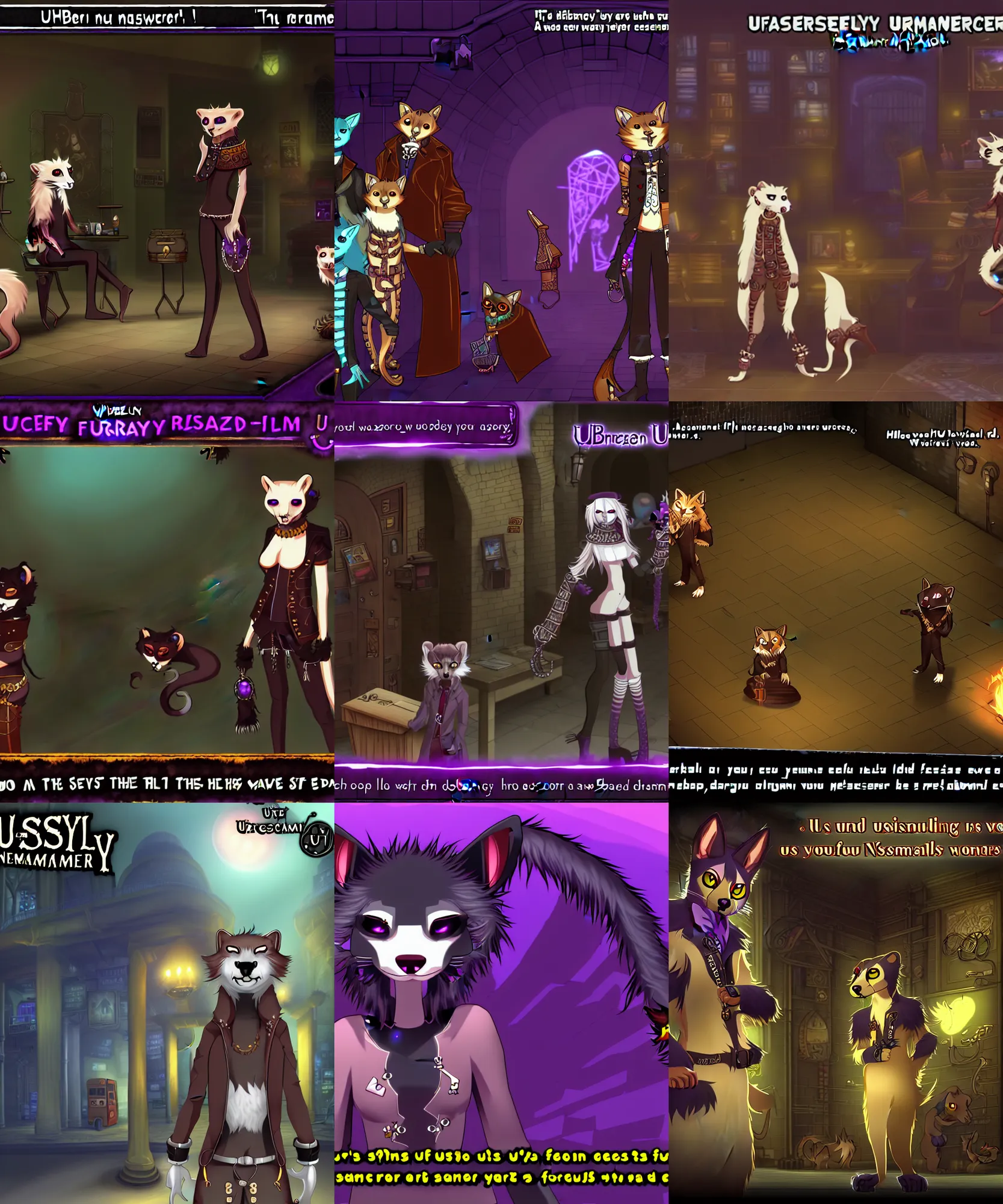 Prompt: furry - weasel - urban necromancer - fursona uhd ue 5 visual novel pc game screenshot