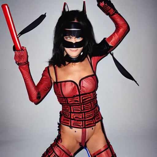 Image similar to photo portrait of beautiful ninja woman, by terry richardson