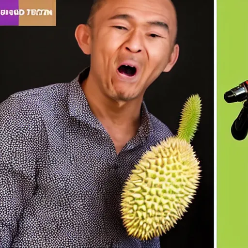 Image similar to two durian as a singer