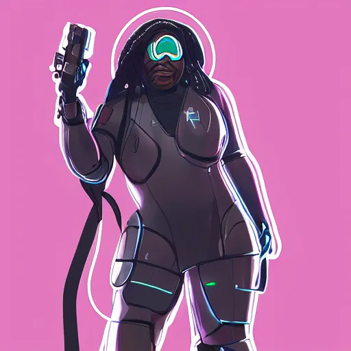 Image similar to cyberpunk robotic whoopi goldberg, sharp lines, digital, artstation, colored in