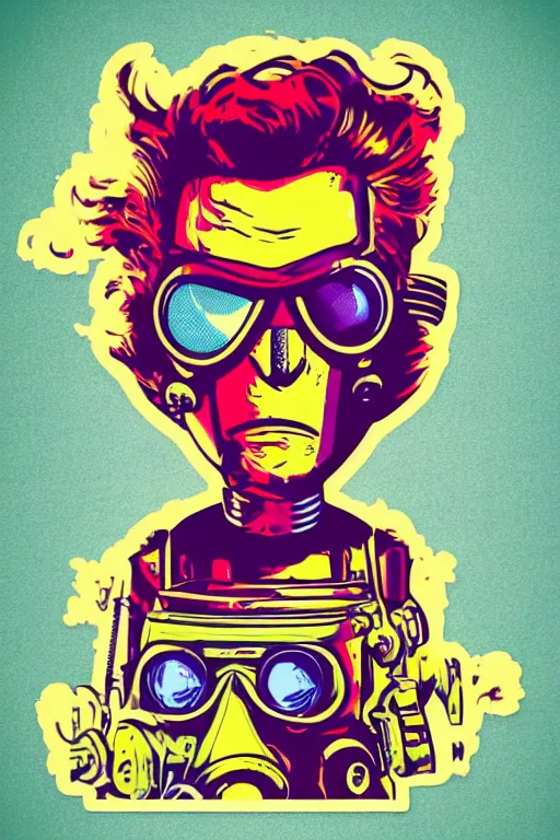 Image similar to fallout 7 6 retro futurist illustration art by butcher billy, sticker, colorful, illustration, highly detailed, simple, smooth and clean vector curves, no jagged lines, vector art, smooth andy warhol style