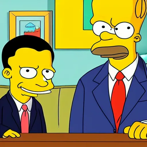 Prompt: obama in a simpsons episode