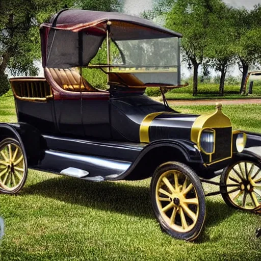 Image similar to a wax sketch of a ford model t