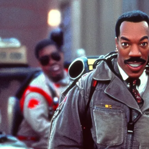 Prompt: Eddie Murphy as a Ghostbusters