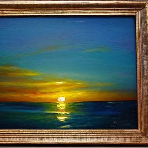 Image similar to sunset, sea, coast, oil painting