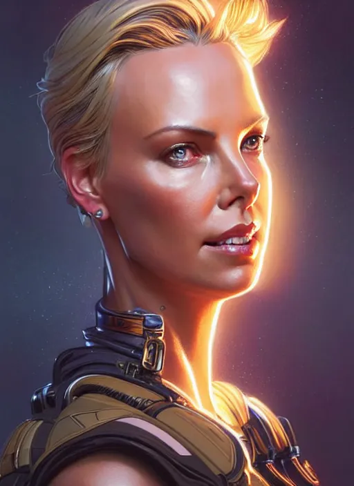 Prompt: portrait of apex legends charlize theron, intricate, elegant, glowing lights, highly detailed, digital painting, artstation, glamor pose, concept art, smooth, sharp focus, illustration, art by artgerm and greg rutkowski, artey freytag