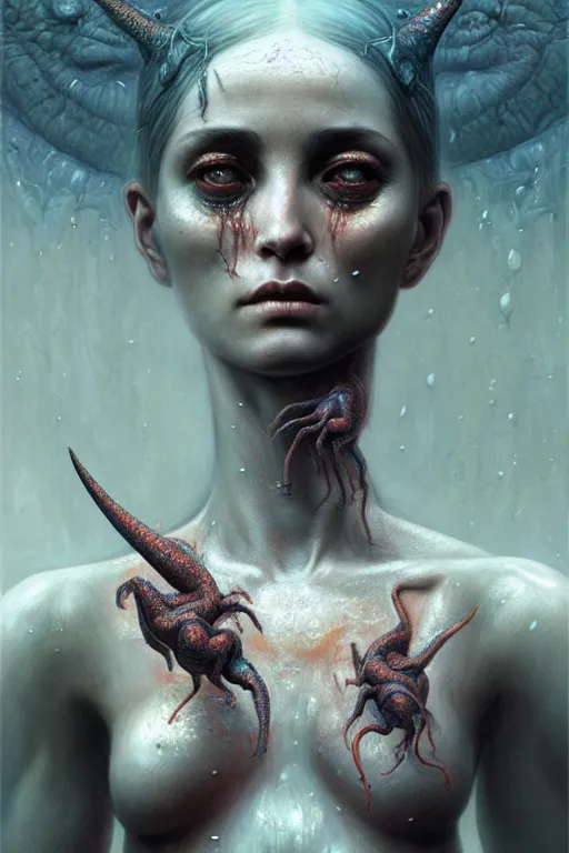 Prompt: gorgeous! lilith the mother of all monsters nymph, raining ash, fine art masterpiece, highly detailed dino valls wayne barlowe machiej kuciara, dramatic lighting, long shot, wide angle, uhd 8 k, sharp focus