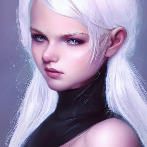 Image similar to teen girl, white hair, gorgeous, amazing, elegant, intricate, highly detailed, digital painting, artstation, concept art, sharp focus, illustration, art by Ross tran and kuvshinov