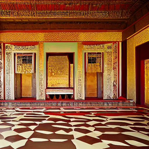 Image similar to interior of a tangam palace, architectural photography