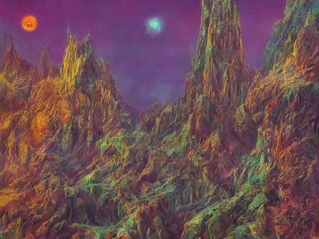 Prompt: ( ( ( ( ( psychedelic science fiction book cover, matte painting, castle and fantasy ) ) ) ) ) by davis meltzer!!!!!!!