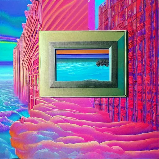 Prompt: <painting quality=absurdly-high artist=many>a surreal vaporwave liminal space</painting>