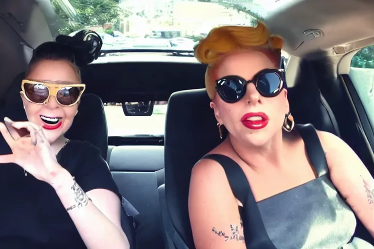 Image similar to lady gaga and judy garland carpool karaoke