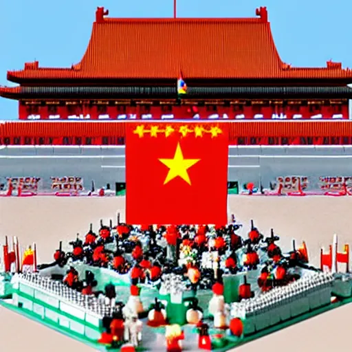 Prompt: Tiananmen Square Lego Set