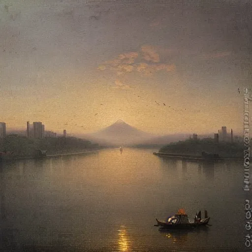 Prompt: “Hudson river school romantic painting of Modern beijing”