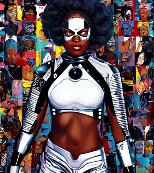 Image similar to african female android, by MARVEL comics and Sandra Chevrier, 4k