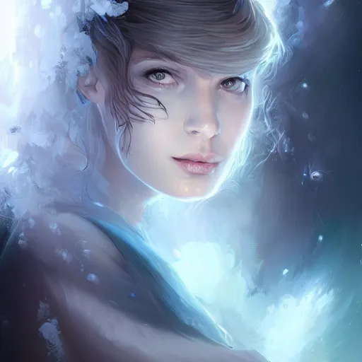 Image similar to A friendly wisp, digital painting, lots of details, extremely detailed, 4k, intricate, brush strokes, Artgerm, Christopher Balaskas, Bastien Lecouffe-Deharme