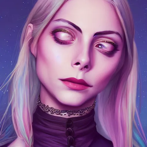 Prompt: a portrait of a beautiful willa holland 1 9 9 0 s style clothing and choker, art by lois van baarle and loish and ross tran and rossdraws and sam yang and samdoesarts and artgerm, digital art, highly detailed, intricate, sharp focus, trending on artstation hq, deviantart, unreal engine 5, 4 k uhd image