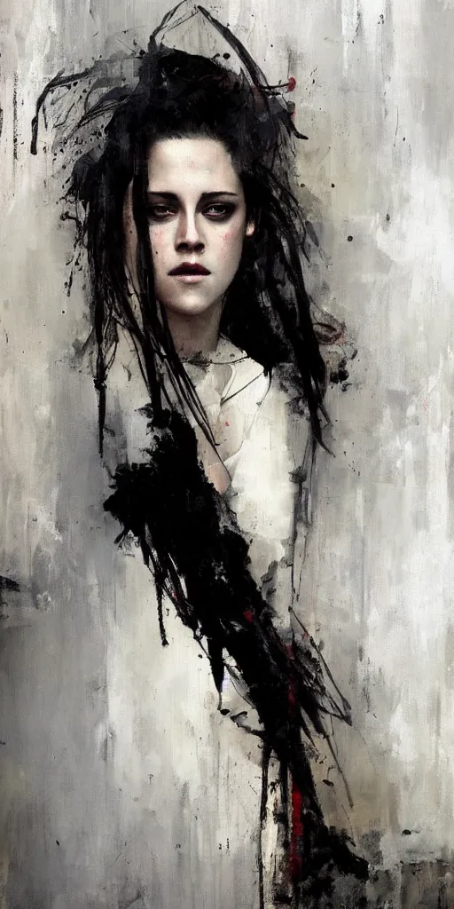 Prompt: A painting of Kristen Stewart, by Jeremy Mann