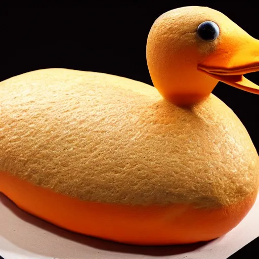 Image similar to An orange duck that is made of bread, realistic, ultra high detail, 8k.