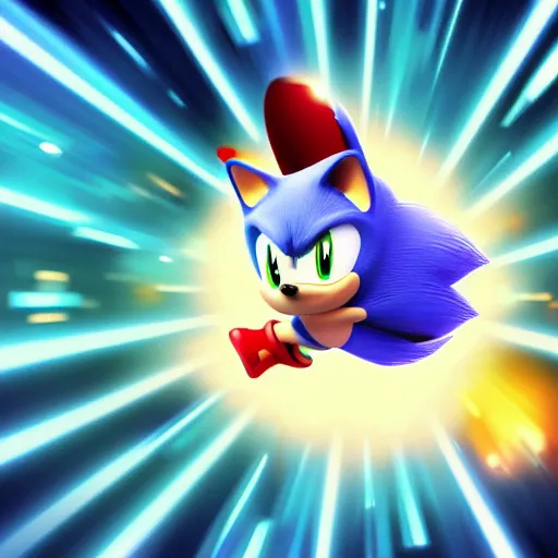 digital art of sonic the hedgehog, deviantart,, Stable Diffusion