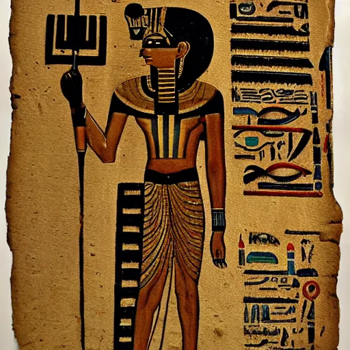 Image similar to ancient egyptian papyrus art painting of william s. burroughs