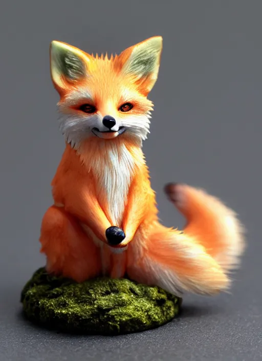 Image similar to 80mm resin detailed miniature of fluffy fox, Product Introduction Photos, 4K, Full body