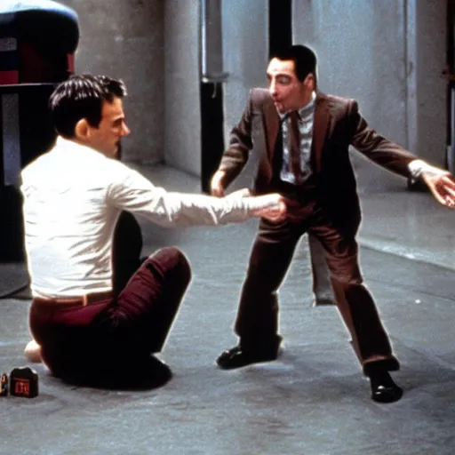 Prompt: Mr Bean and Pee Wee Herman in Fight Club, movie still