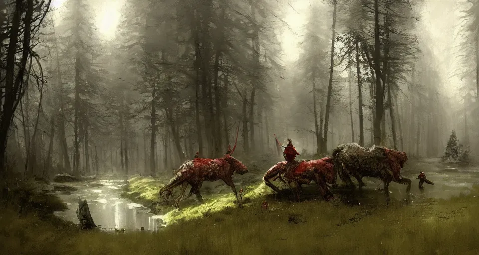 Image similar to Enchanted and magic forest, by JAKUB ROZALSKI