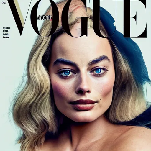 Image similar to a portrait of margot robbie, vogue cover, highly detailed