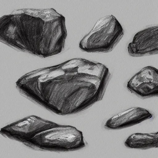 Prompt: rock sketches study, spikey rocks, painterly