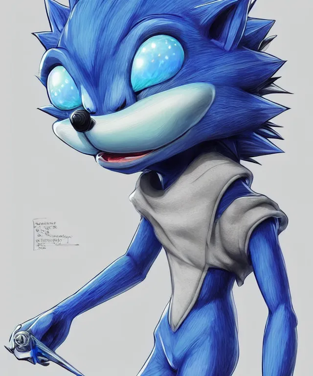 Image similar to an anthropomorphic blue hedgehog, fantasy, elegant, crisp 8 k line art, digital painting, artstation, unreal engine, octane render, concept art, matte, sharp focus, hyper realistic lighting, illustration, art by shintaro kago