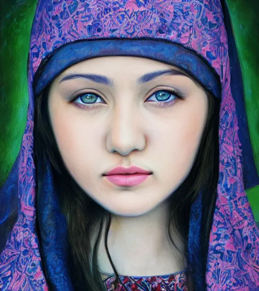 Image similar to bashkir goth girl, detailed portrait, photorealistic