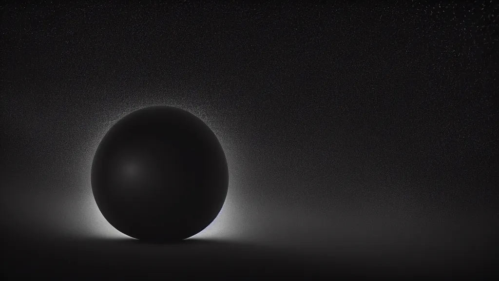 Image similar to a black sphere hangs in the sky, luminous lines go out of it in different directions, fog, volumetric lighting, mystique, atmospheric, sharp focus, ultra detailed, noir art house, 4 k, cinematic, 3 5 mm