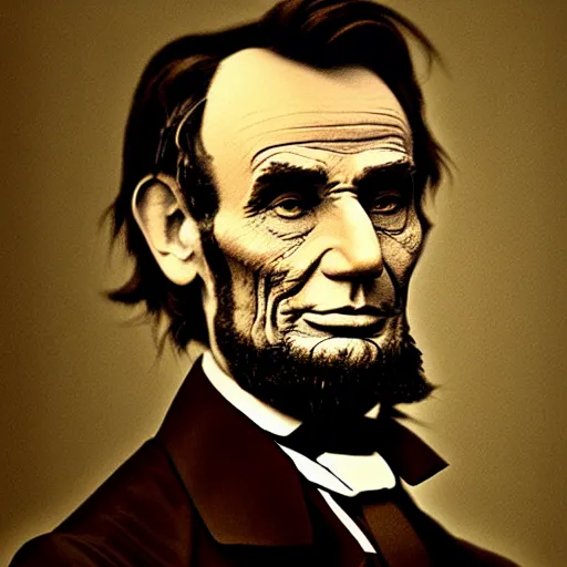 Prompt: portrait of Abraham Lincoln taking a massive hit from a bong, old oil painting, sepia, earthy colors, historical painting, weed