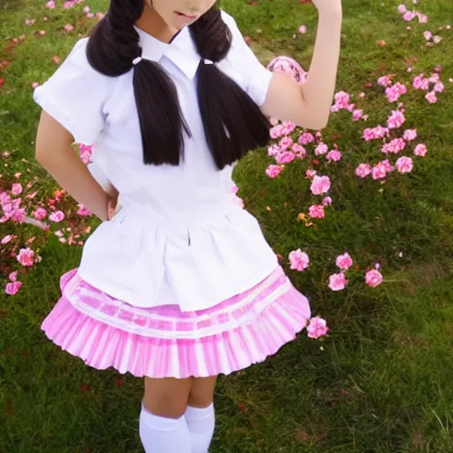 Image similar to kawaii japanese school girl in frilly dress