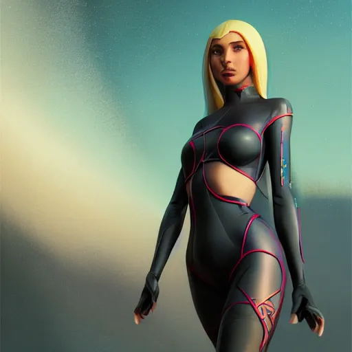 Prompt: full body portrait of an female elf wearing a skintight suit, an ultrafine hyperdetailed illustration by tooth wu and wlop and beeple and greg rutkowski, trending on artstation, highly detailed, 4 k, 8 k