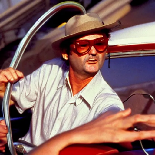 Image similar to bill murray in fear and loathing in las vegas, movie still, promotional shot